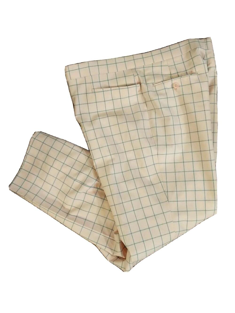 Vtg Pink Golf Pants 36x28 Mens Blue Plaid 90's Pants Aureus Windowpane